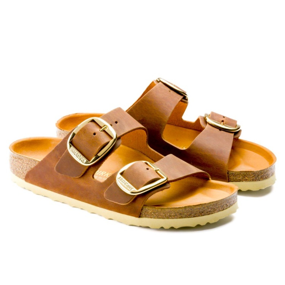 Birkenstock Arizona Big Buckle Sandals - 
Cognac Oiled Leather 38